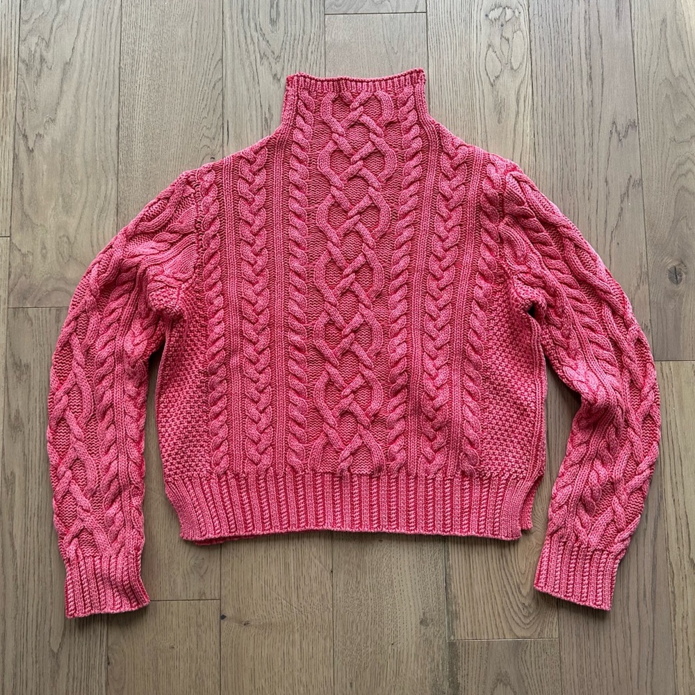 Ralph Lauren Pink Cable Knit Turtleneck Sweater
